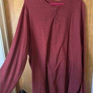 George Brick Red Henley Waffle Longsleeve